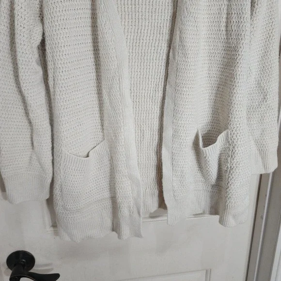 Fat Face Cardigan Sweater Womens 8 White Long Sleeve Pockets Open Front Knit - Picture 5 of 10